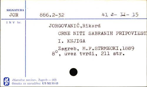 Crne niti / Rikard Jorgovanić.