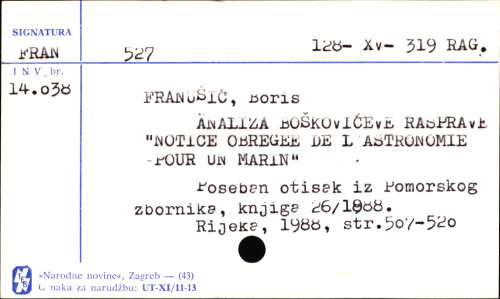 Analiza Boškovićeve rasprave 