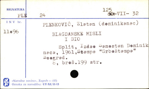 Blagdanske misli / Zlatan Plenković.