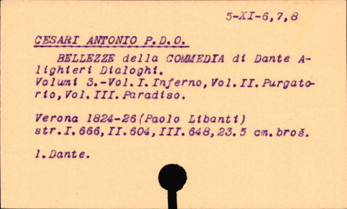 Bellezze della Commedia di Dante Alighieri; dialoghi d'Antonio Cesari.