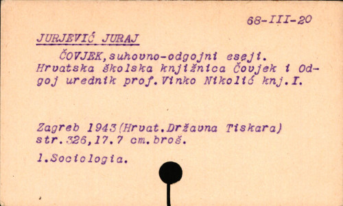 Čovjek : duhovno-odgojni eseji / Juraj Jurjević.