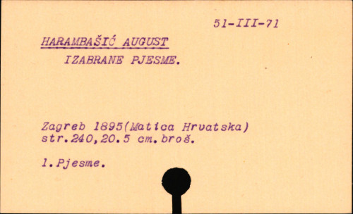 Izabrane pjesme / August Harambašić.