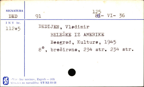 Beleške iz Amerike / Vladimir Dedijer.