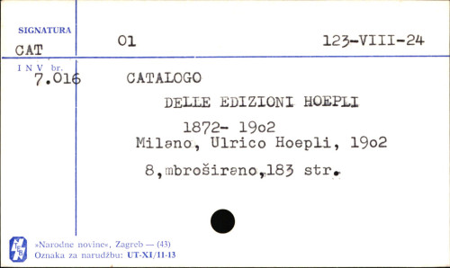 Catalogo delle edizioni Hoepli, 1872-1902.