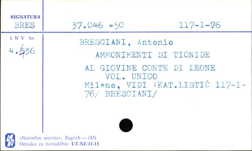 Ammonimenti di Tionide al giovine, Conte di Leone.