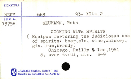 Cooking with spirits;