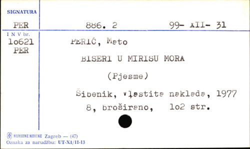 Biseri u mirisu mora / Matko Perić Boškov.