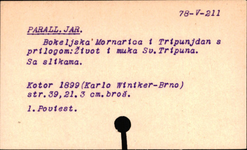 Bokeljska mornarica i Tripunjdan : s prilogom 