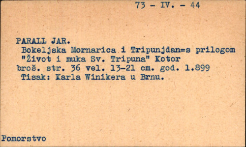 Bokeljska mornarica i Tripunjdan : s prilogom 