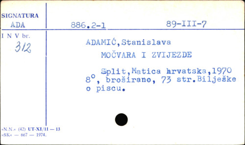 Močvara i zvijezde / Stanislava Adamić.