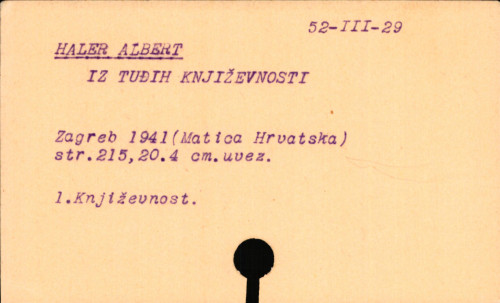 Iz tuđih književnosti / Albert Haler ; [nacrt za korice izradio Ernest Tomašević].