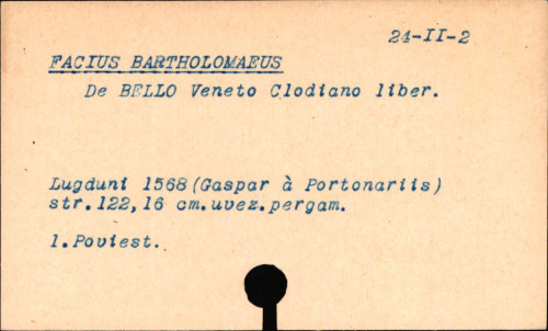 Bartholomaei Facii de bello Veneto Clodiano liber.