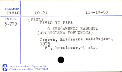 Apostolska pobudnica o kršćanskoj radosti / Papa Pavao VI.