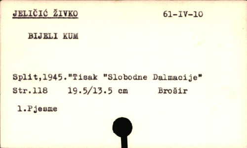Bijeli kum / Živko Jeličić.