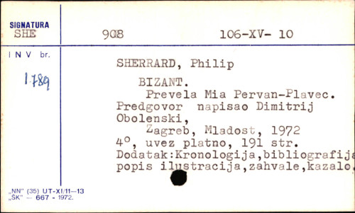 Bizant / Philip Sherrard ; prevela Mia Pervan-Plavec.
