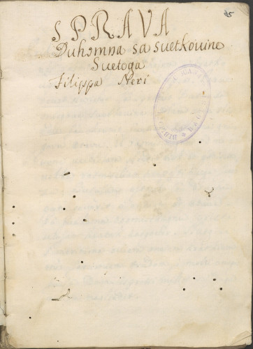 »Sprava / Duhomna sa suetkouinu / Suetoga / Filippa Neri«