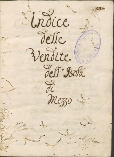 INDICE DELLE VENDITE DELL'ISOLA DI MEZZO-INDICE DELLE VENDITE DI GIUPANA