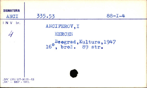 A. I. Hercen / N. Anciferov ; [prev. Jelena Nušić].