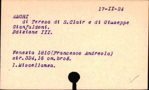 Amori di Teresa di S. Clair e di Giuseppe Gianfaldoni / [Leonard].