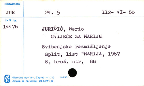 Cvijeće za Mariju : svibanjska razmišljanja / Mario Jurišić.
