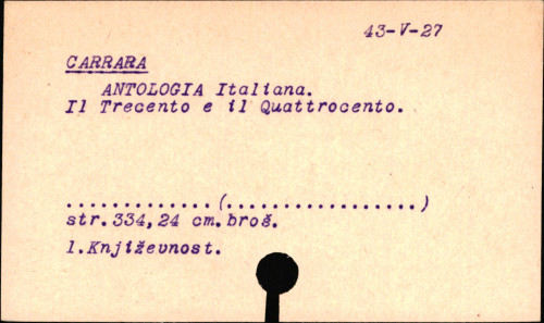 Antologia italiana : proposta alle classi de' ginnasi liceali / da Francesco Carrara.