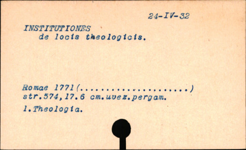 De locis theologicis : liber singularis ex Institutionibus ad usum seminariorum / auctore Gaspare Iuenin ...