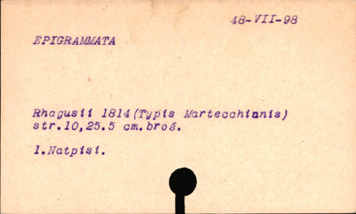 Epigrammata.