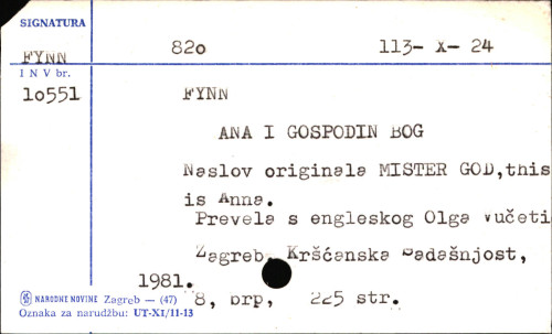 Ana i Gospon Bog / Fynn ; prijevod s engleskoga Olga Vučetić ; ilustrirao Papas.