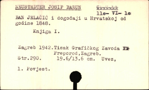 Ban Jelačić i događaji u Hrvatskoj od godine 1848. : knj. 1 / Josip barun Neustädter.