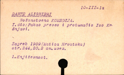 Božanstvena komedija / Dante Alighieri ; preveo i protumačio Iso Kršnjavi.