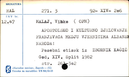 Apostolsko i kulturno djelovanje franjevaca među vjernicima akbanskoga naroda / Vinko Malaj.