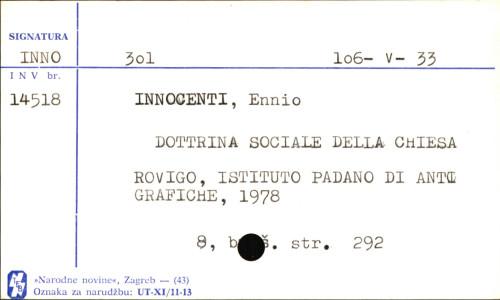 Dottrina sociale della Chiesa : [breve corso di 20 lezioni] / Ennio Innocenti.