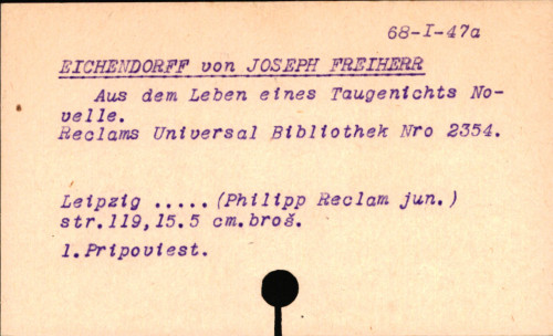 Aus dem Leben eines Taugenichts, Novelle.