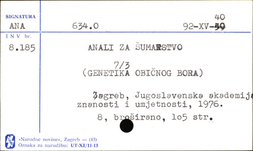 Anali za šumarstvo.