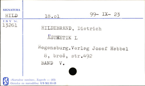 Ästhetik / Dietrich von Hildebrand.