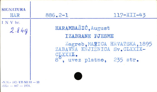 Izabrane pjesme / August Harambašić.