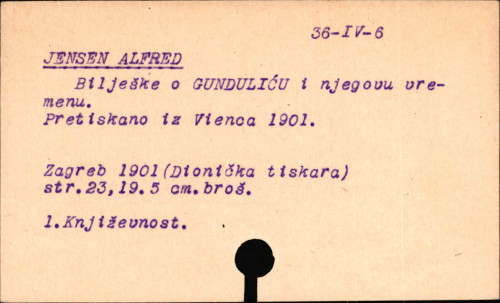 Bilješke o Gunduliću i njegovu vremenu / napisao Alfred Jensen.
