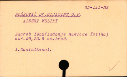 Albert Veliki / Hijacint Bošković.