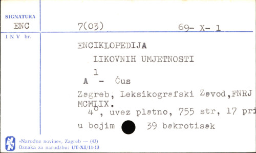 Enciklopedija likovnih umjetnosti / [glavni redaktor Andre Mohorovičić].