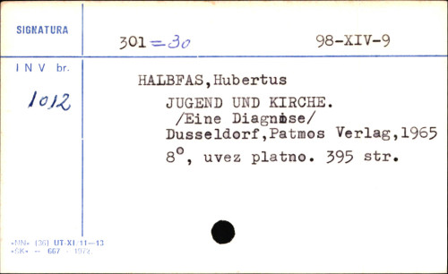 Jugend und Kirche; eine Diagnose.