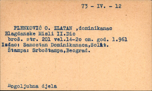 Blagdanske misli / Zlatan Plenković.