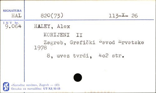 Korijeni / Alex Haley.
