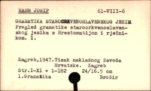 Gramatika starocrkvenoslavenskog jezika.
