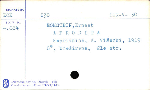 Afrodita : roman / Ernest Eckstein.