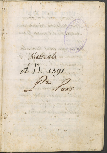 MATRICULA CONFRATERNITATIS SACERDOTUM RAGUSINORUM S. PETRI IN CATHEDRA, IN SANCTA MARIA