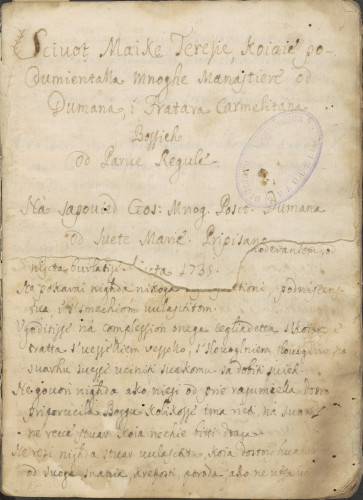 »Sciuot Maike Teresie ...« (1515-1582)